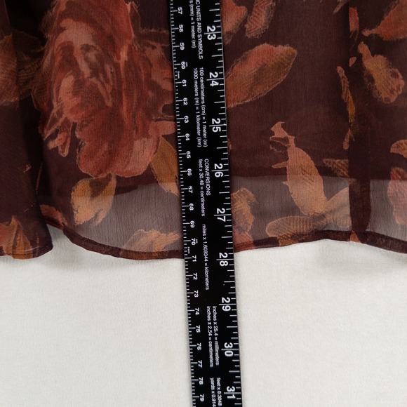Lane Bryant Top Blouse Womens 18/20 2X Brown Floral Sheer Flowy Romantic Boho - Picture 6 of 9